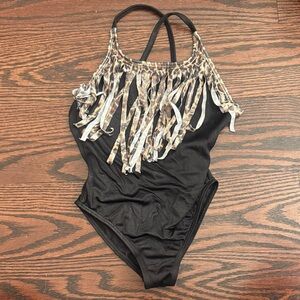 Kids Black and Brown One Piece Swimsuit